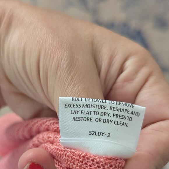 Women's Eileen Fisher Medium Linen Coral Salmon Waterfall Cardigan - Picture 2 of 7